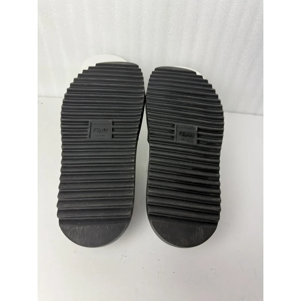 Fendi Men's FF Diagonal Logo Print Slides Men's Size 13 Black (Authenticated)
